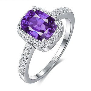 CLASSIC CUSHION PURPLE CUBIC ZIRCONIA RING